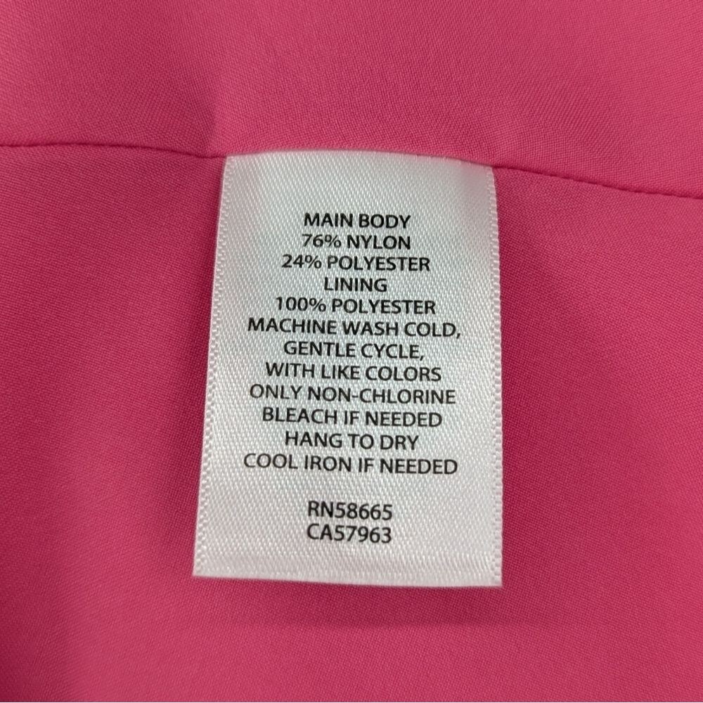Chelsea28 Hot Pink Ruffle Cap Sleeve Deep V-Neck Organza Midi Dress Medium - Picture 8 of 8